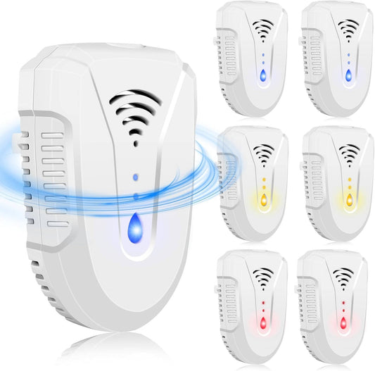 Ultrasonic Rodent & Pest Indoor Repeller, Plug in Electronic Repellent for Mouse, Mice, Rats, Roaches, Ants, Spiders, Bugs, 6 PACK