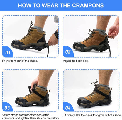 Ice Cleats for Shoes and Boots, Silicone Traction Spikes with Stainless Steel Grips