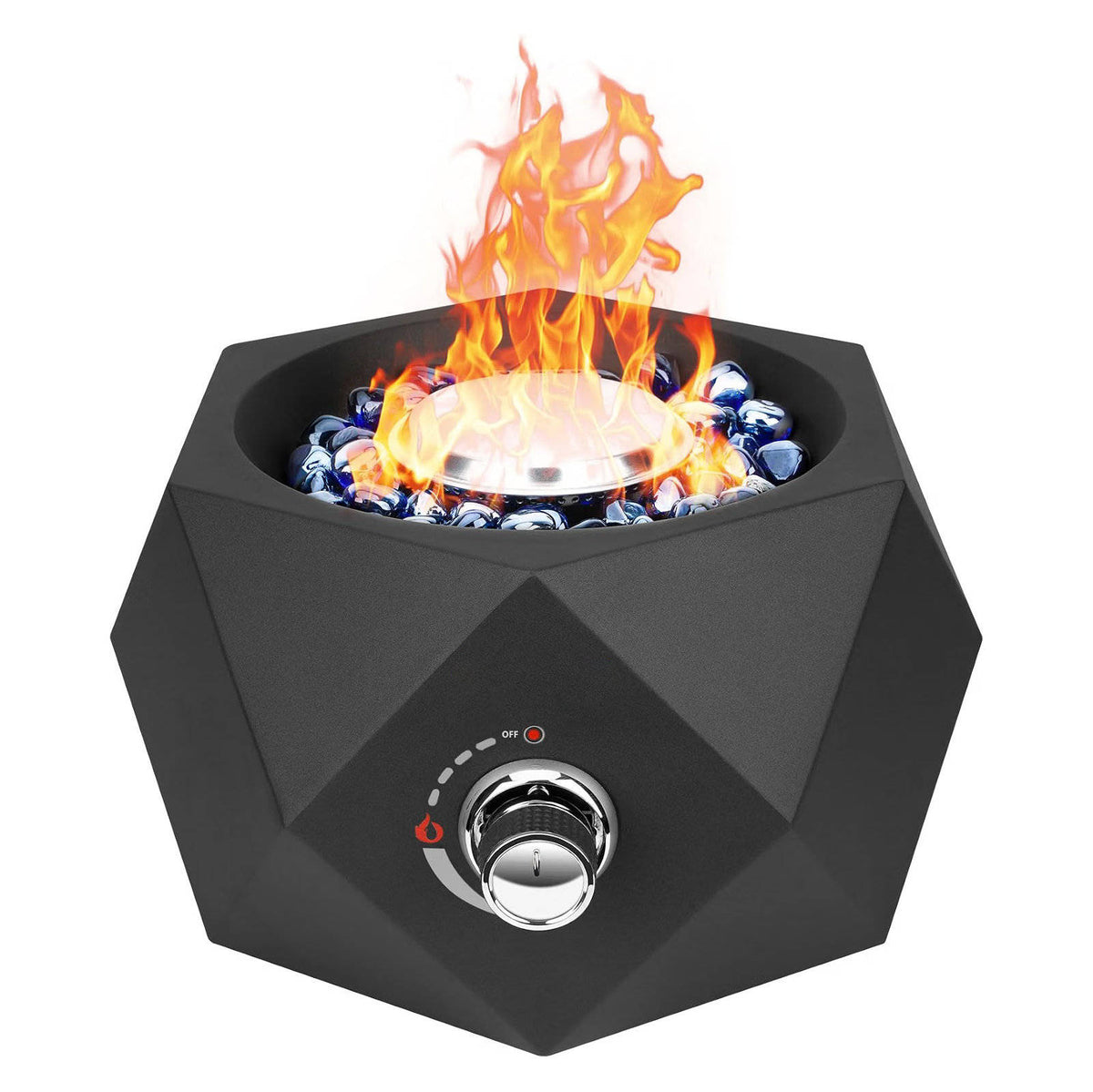 14 Inch Gas Fire Pit, Modern Bottom Mounted Table Fire Pit with Umbrella Hole