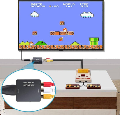 RCA to HDMI Converter, AV to HDMI Adapter 1080P, Composite CVBS Audio Video Converter for TV