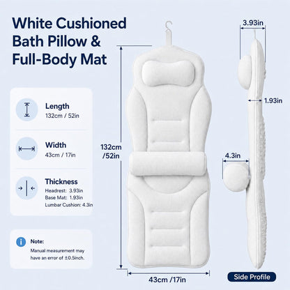 Full Body Bathtub Pillow with Lumbar Support, 5D Air Mesh Bath Cushion with 168 Suction Cups