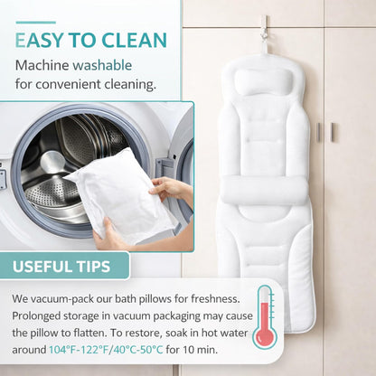 Full Body Bathtub Pillow with Lumbar Support, 5D Air Mesh Bath Cushion with 168 Suction Cups
