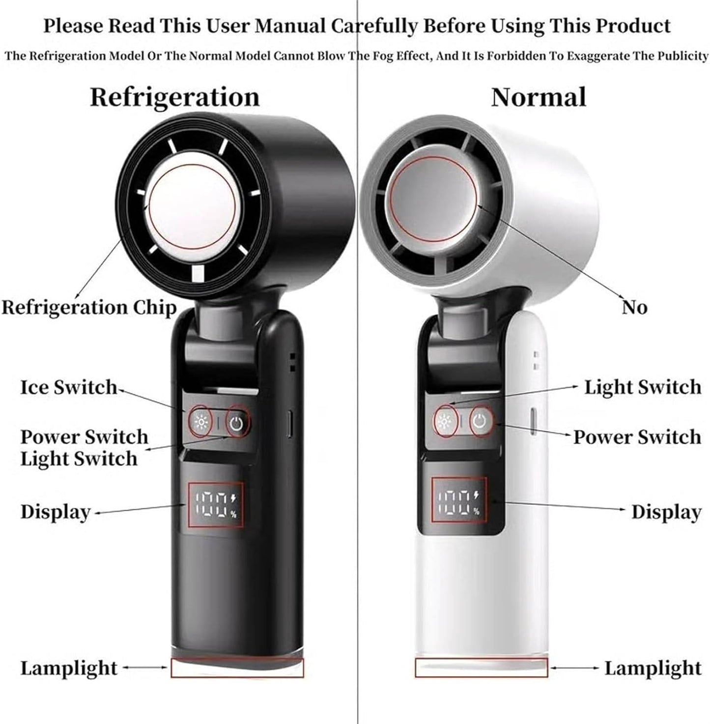 3 in 1 Portable Handheld Fan, Mini Turbo Air Cooling Fan with Flashlight, Rechargeable Personal Fan with LED Battery Display