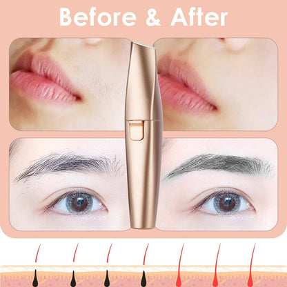 Womens Painless Facial Hair Remover & Eyebrow Shaver, Epilator for Face with Built in LED Light