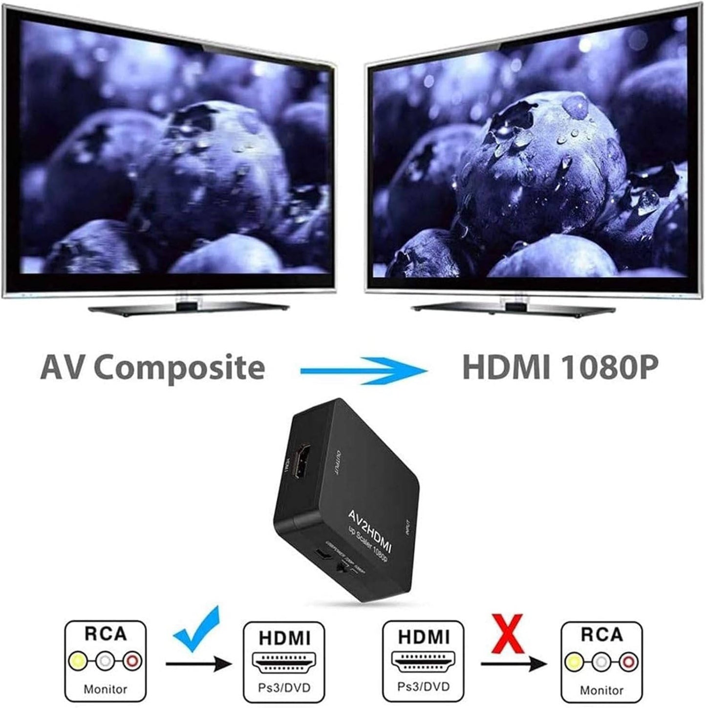 RCA to HDMI Converter, AV to HDMI Adapter 1080P, Composite CVBS Audio Video Converter for TV