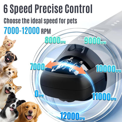 6 Speed Dog Nail Grinder with Powerful Electric Pet Nail Trimmer with 2 LED Lights - Quiet 7H Battery for Dogs and Cats
