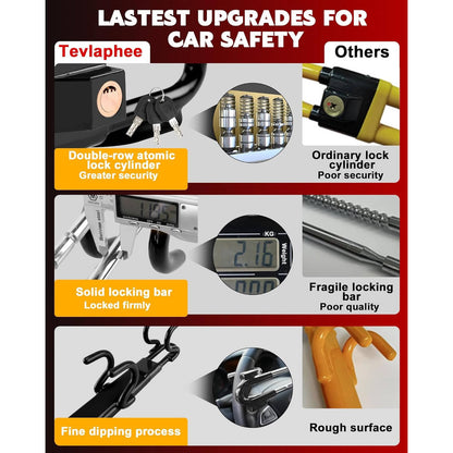 Anti Theft Device for Car, Steering Wheel Car Lock with 3 Keys