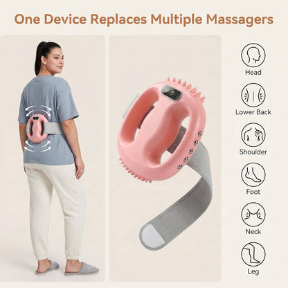 4 Head Fascia Ring Massager, Hands Free Deep Tissue Massage Gun, Waist Belt, 3 Modes, 9 Intensities