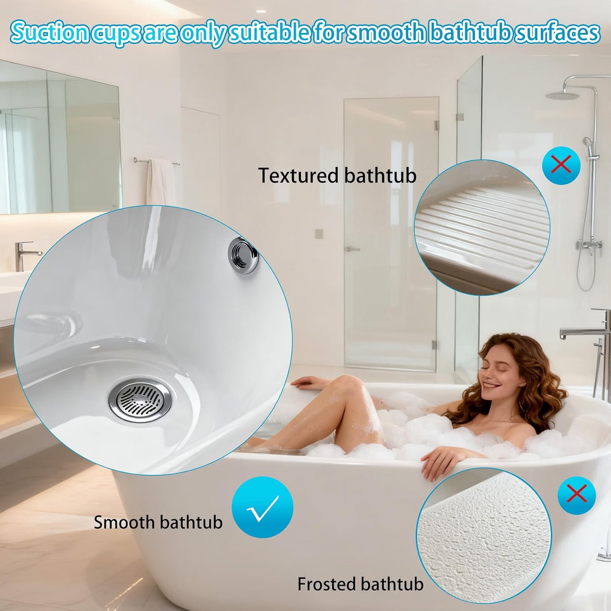 Bubble Bath Mat with Remote, 6 Speed Adjustable Bubbles, Waterproof Full Body Bathtub Mat with Suction Cups