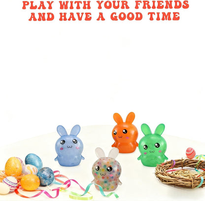 Easter Basket Stuffers, 4 Pack Squishy Easter Bunny Stress Balls for Adults, Easter Gifs