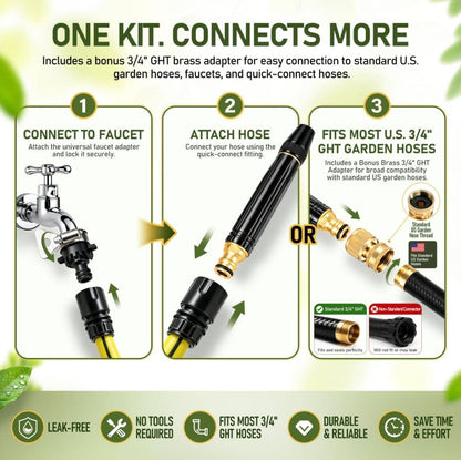 High Pressure Hose Nozzle, Metal Garden Hose Sprayer with 3 Spray Modes, Fits US Garden Hoses