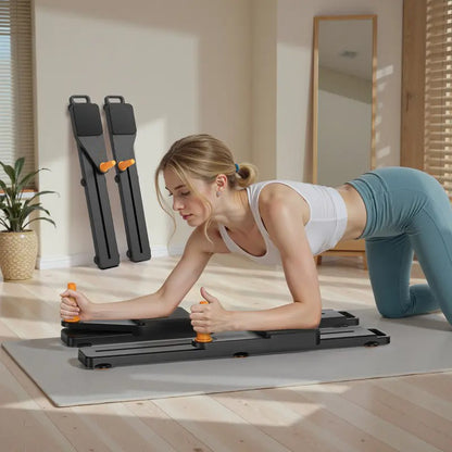 Adjustable Ab Exercise Board, Multi Functional Home Pilates Reformer & Abdominal Crunch Roller with Ergonomic Knee Mat, Core Trainer