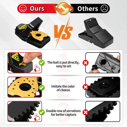 Upgraded Snap Mouse Trap (4 Pack), Powerful Rat Deterrent with High Sensitivity Trigger, Safe No Touch Disposal for Home & Kitchen