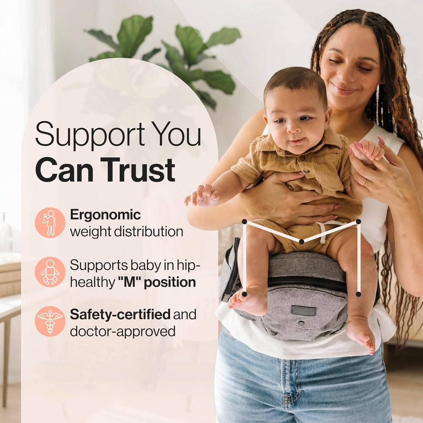 Original Hip Seat Baby Carrier, Lightweight Toddler Carrier with Storage for Babies Up to 45 lbs
