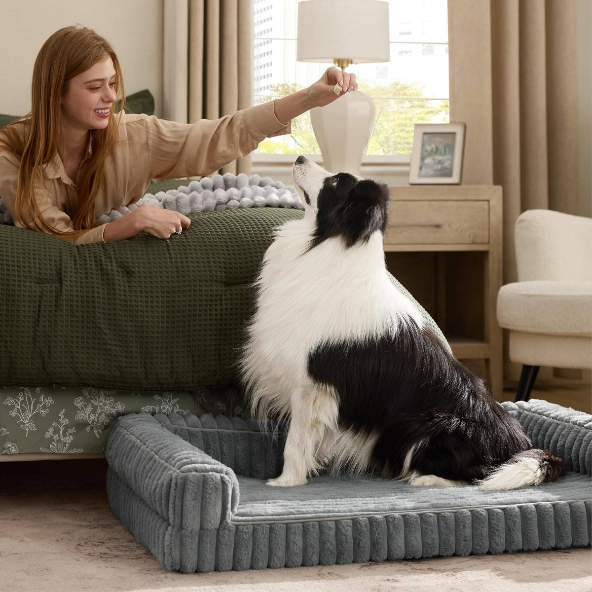 Orthopedic Dog Bed for Large Dogs, Egg Crate Foam Cushion with Joint Support and Non Slip Bottom