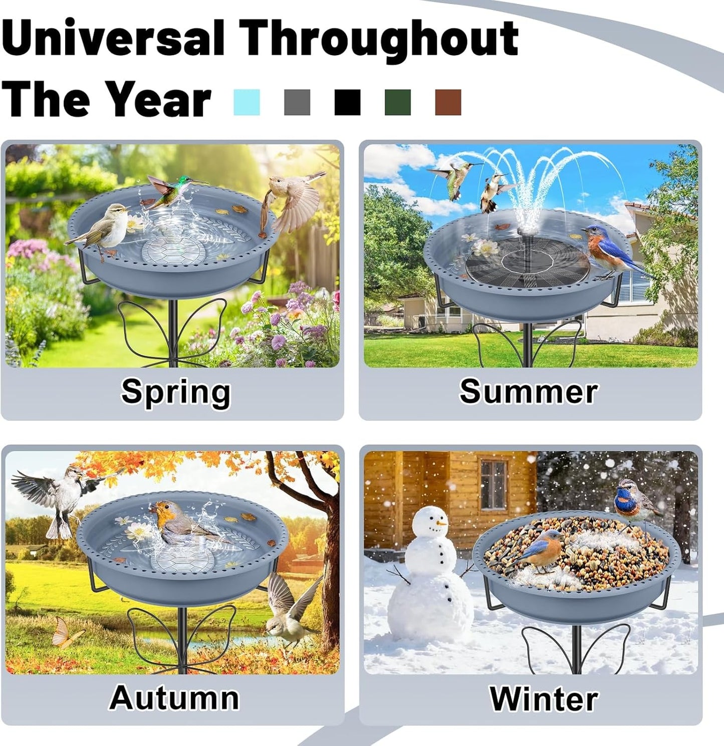 Outdoor Bird Bath and Bird Feeder, Freestanding Garden Birdbath with Removable Bowl