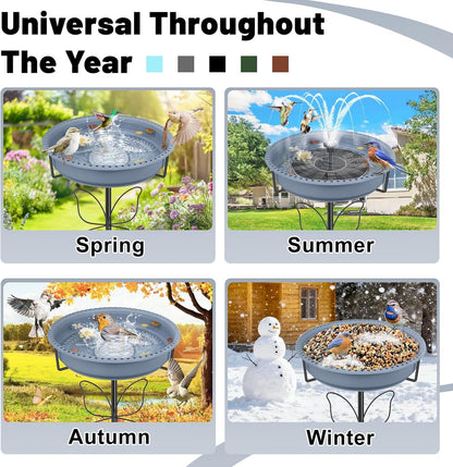 Outdoor Bird Bath and Bird Feeder, Freestanding Garden Birdbath with Removable Bowl