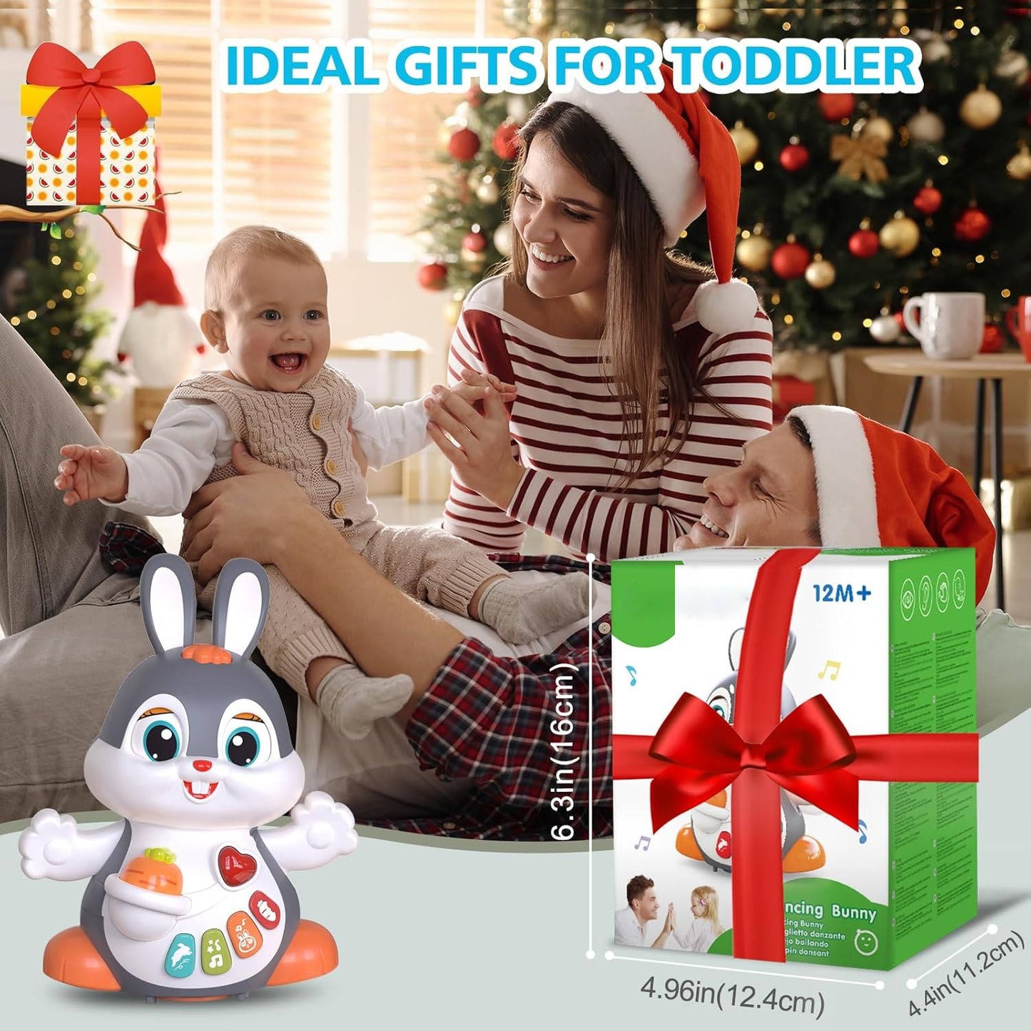 Easter Bunny Musical Toy for 1+ Year Old, Baby Crawling Toy for 6 12 Months, Easter Gifts for Baby Girls & Boys