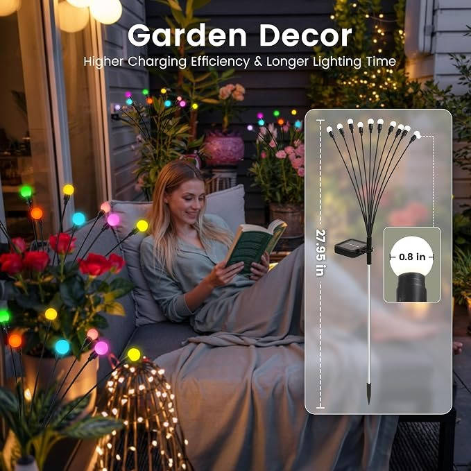 4 Pack Solar Halloween Lights, 40 LED Green Outdoor Lights for Yard, Garden and Party Decor