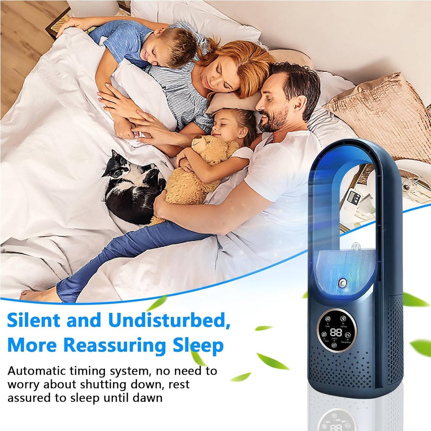 Portable AC Air Conditioner Cooler Fan with Humidifier & Purifier, DC Brushless Motor, Smart Timer