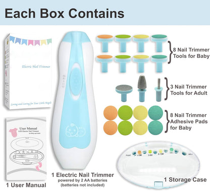 21 in 1 Baby Nail Trimmer for Newborns & Toddlers, Safe Electric Baby Nail File Kit