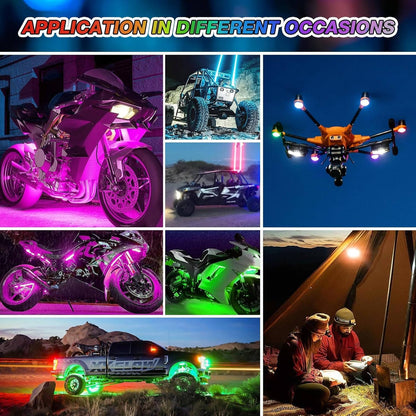RGB LED Strobe Light Wireless With Remote, Aircraft Style Warning Light for Motorcycle, Car, Bike, Rechargeable, 8 Colors, Anti Collision