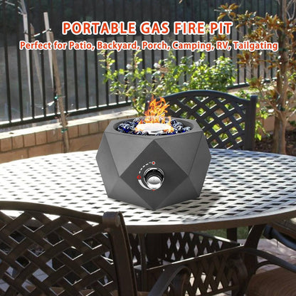 14 Inch Gas Fire Pit, Modern Bottom Mounted Table Fire Pit with Umbrella Hole