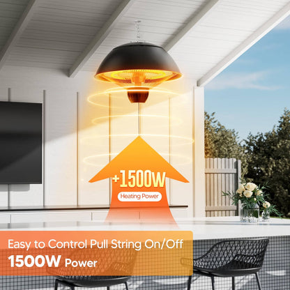 Patio Heater for Outdoor Use, 1500W Electric Outdoor Heater