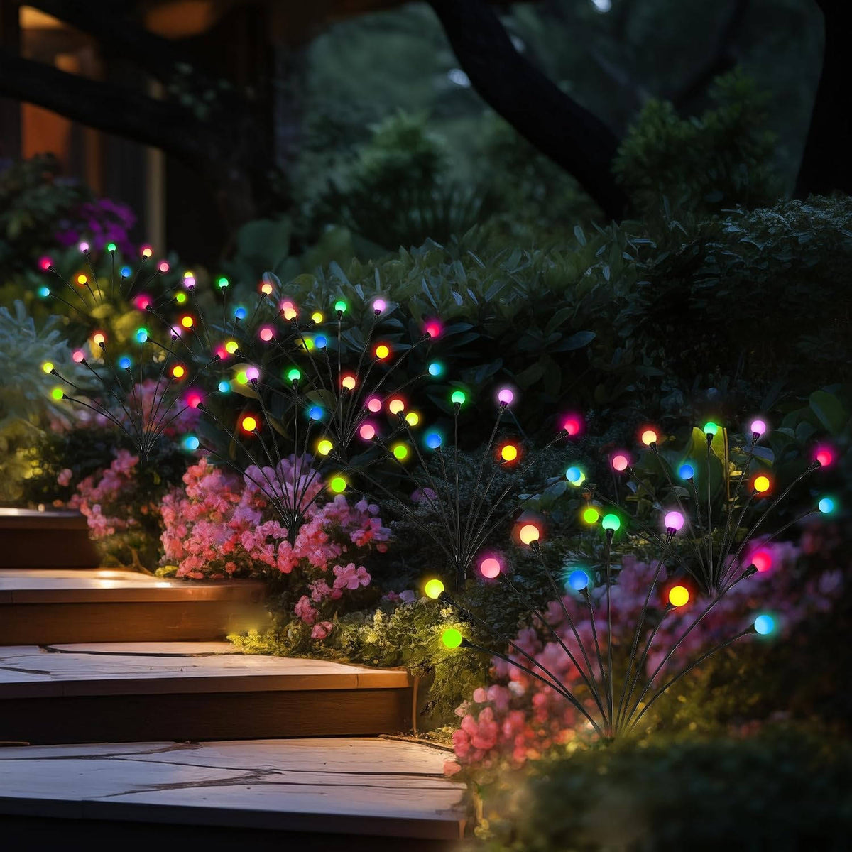 4 Pack Solar Halloween Lights, 40 LED Green Outdoor Lights for Yard, Garden and Party Decor