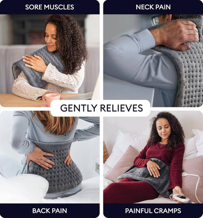 Electric Heating Pad for Back, Neck & Shoulder, Soft Microplush Heat Pad with Auto Shut Off, Machine Washable
