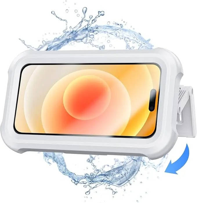 Waterproof Shower Phone Holder with 480° Rotation, Wall Mounted Bathroom Case for Iphone 15 14 13 12 11 Pro Max & Android Up to 6.8"