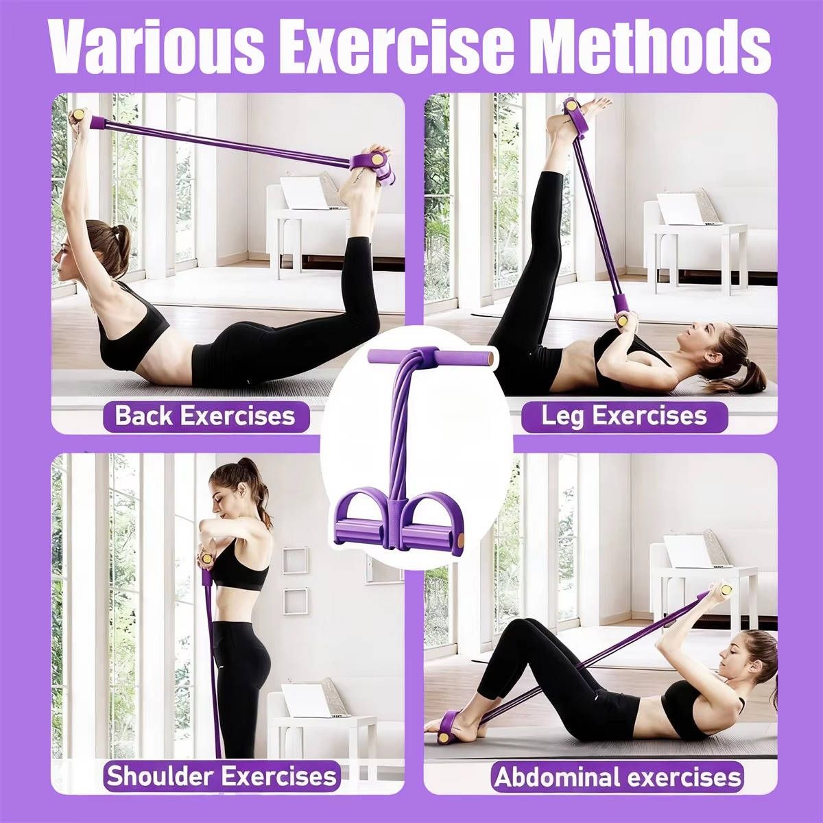 Adjustable Pedal Resistance Band, Pull Rope Exercise Equipment, Detachable Handles, Home Gym
