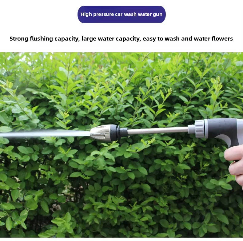 High Pressure Water Hose, Long Handle Garden Hose Nozzle for Car Wash & Household Cleaning, Stainless Steel & Universal 3/4" Fit