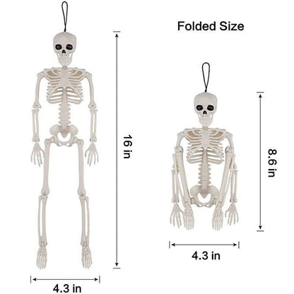 5 PCS 16 Inch Halloween Skeleton Decor, Posable Full Body Hanging Skeletons for Graveyard Props, Haunted House and Spooky Party Decor