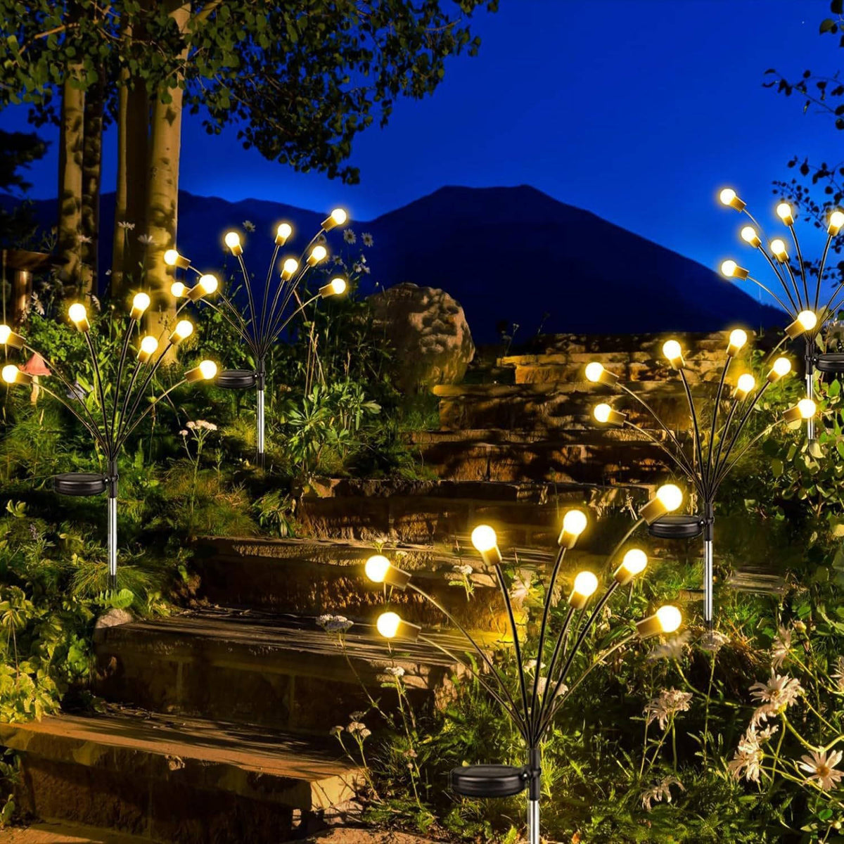 4 Pack Solar Halloween Lights, 40 LED Green Outdoor Lights for Yard, Garden and Party Decor