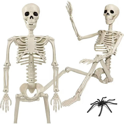 5 PCS 16 Inch Halloween Skeleton Decor, Posable Full Body Hanging Skeletons for Graveyard Props, Haunted House and Spooky Party Decor