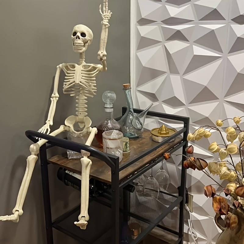 5 PCS 16 Inch Halloween Skeleton Decor, Posable Full Body Hanging Skeletons for Graveyard Props, Haunted House and Spooky Party Decor