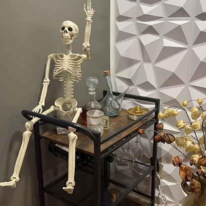 5 PCS 16 Inch Halloween Skeleton Decor, Posable Full Body Hanging Skeletons for Graveyard Props, Haunted House and Spooky Party Decor