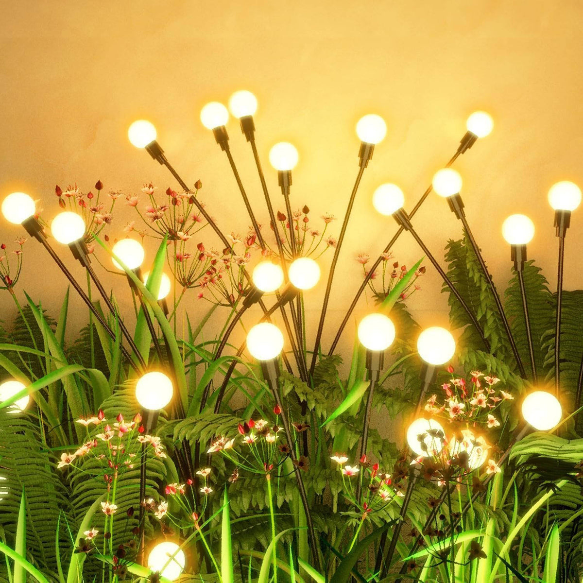 4 Pack Solar Halloween Lights, 40 LED Green Outdoor Lights for Yard, Garden and Party Decor