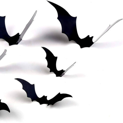 140 PCS Halloween Bat Decorations, Realistic 3D Black PVC Bat Stickers for Wall, Window, Bathroom and Indoor Party Decor