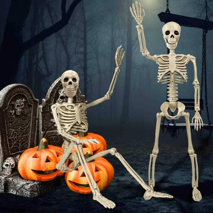 5 PCS 16 Inch Halloween Skeleton Decor, Posable Full Body Hanging Skeletons for Graveyard Props, Haunted House and Spooky Party Decor