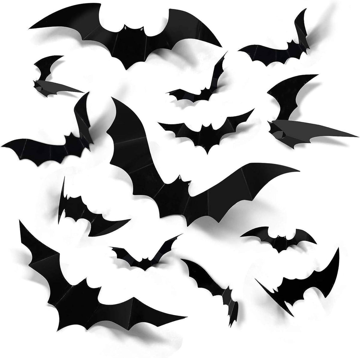 140 PCS Halloween Bat Decorations, Realistic 3D Black PVC Bat Stickers for Wall, Window, Bathroom and Indoor Party Decor
