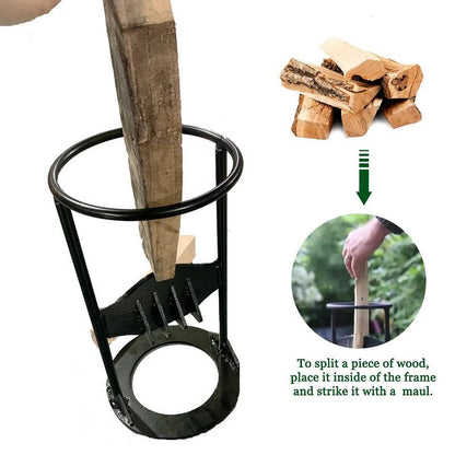 Cast Iron Firewood Splitter with Fixed Wedge and Reinforced Base