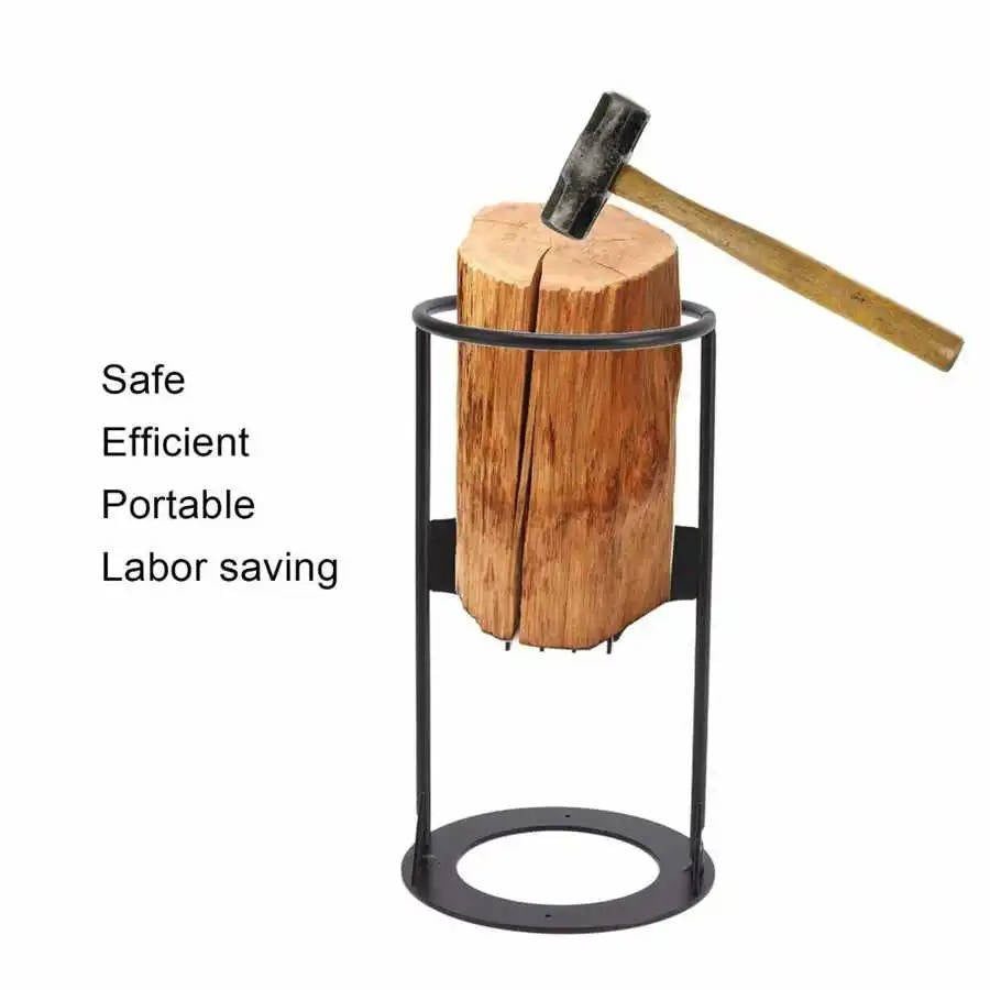 Cast Iron Firewood Splitter with Fixed Wedge and Reinforced Base