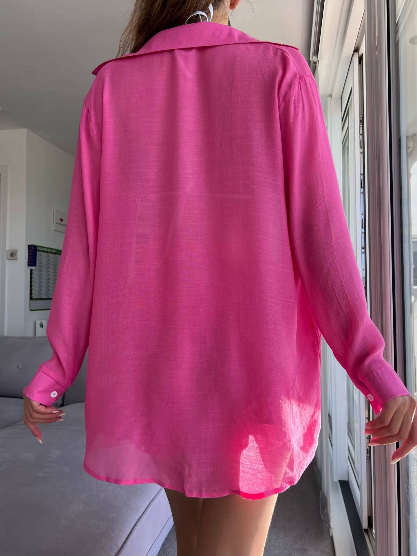 Women's Sheer Button Front Cover Up Shirt & Shorts Set