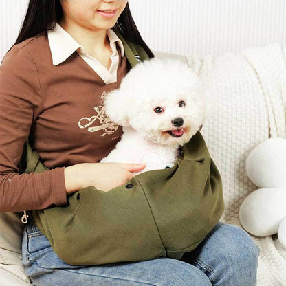 Small Dog Sling Carrier with Adjustable Shoulder Strap and Harness Clips