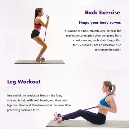 Adjustable Pedal Resistance Band, Pull Rope Exercise Equipment, Detachable Handles, Home Gym