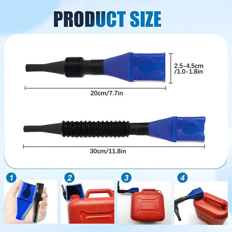 Hands Free Wide Mouth Oil Funnel, Spill Free Fuel Funnel with Flexible Extended Hose for Cars, Trucks & Motorcycles