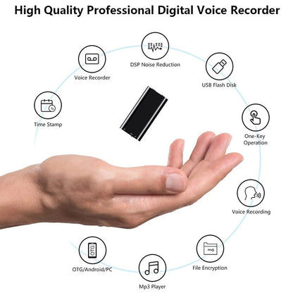 96 Hour Digital Voice Recorder, Mini Voice Activated Audio Recorder with MP3 Playback