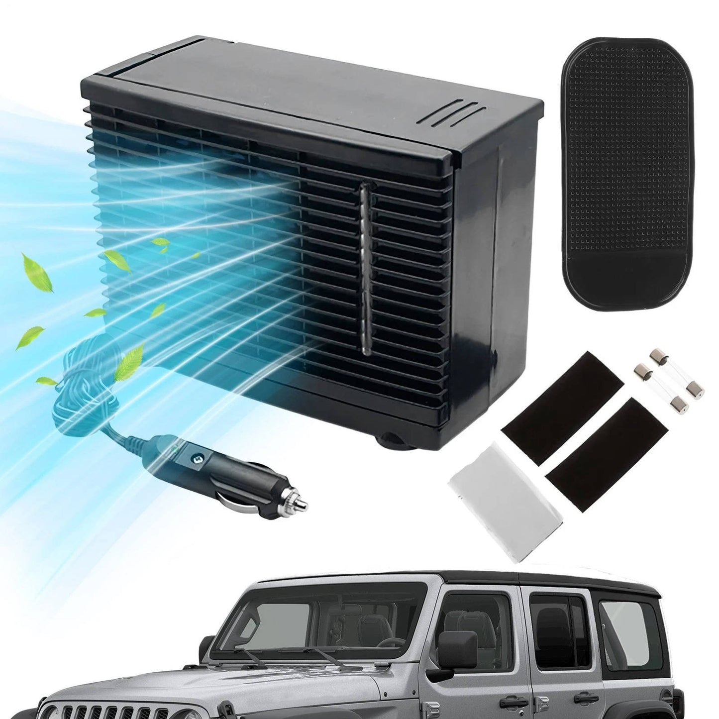 Portable Car Air Conditioner, 12V Air Cooler with Cold Water Tank, Quiet, Low Power